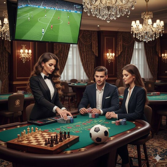 Luxurious Online Casino Interface with Slot Machines and Table Games